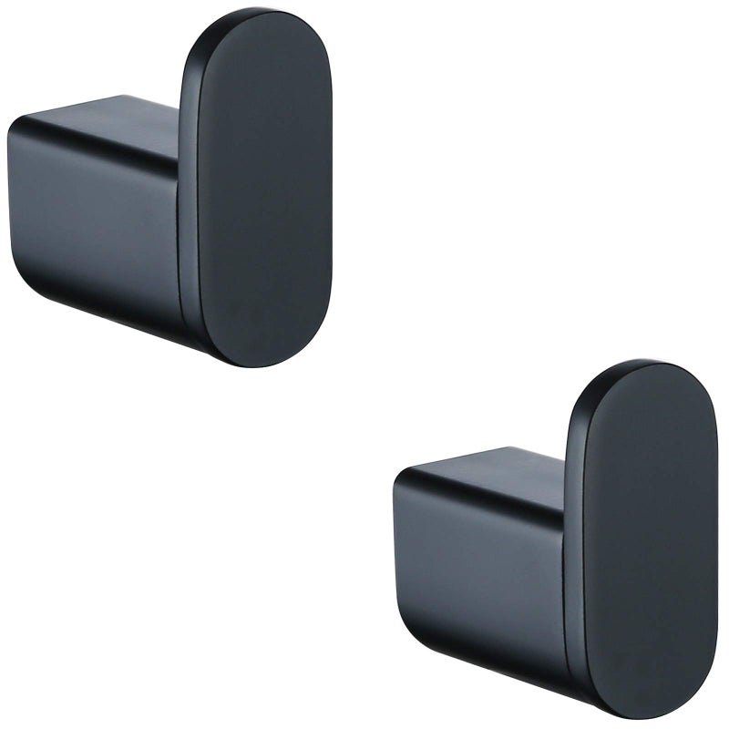 RANDOM Towel Hooks for Bathroom Wall Mounted Hand Towel Holder Matte Black Coat Hooks Heavy Duty Wall Hook for Kitchen Stainless Steel Robe Hook 2 Pack - Image 1
